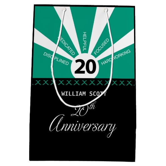 Personaliseer, 20e jaar Jubileum Bedrijfspersoneel Medium Cadeauzakje (Achterkant)