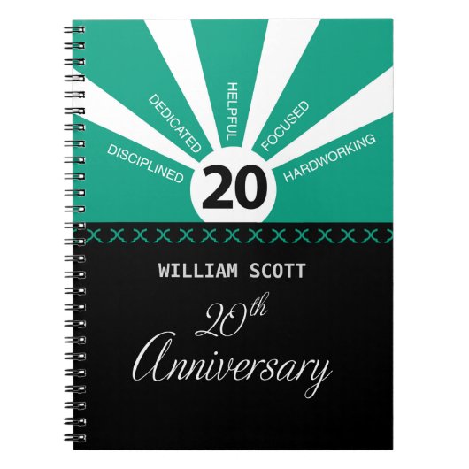 Personaliseer, 20e jaar Jubileum Bedrijfspersoneel Notitieboek (Voorkant)