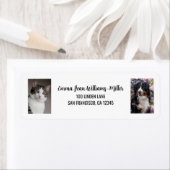 Personaliseer 2 foto's Cat Dog Modern Retour Adres Etiket (Insitu)