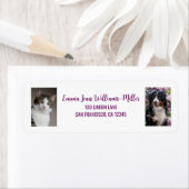 Personaliseer 2 foto's Cat Dog Modern Retour Adres Etiket (Insitu)