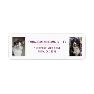 Personaliseer 2 foto's Cat Dog Modern Retour Adres Etiket