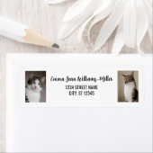 Personaliseer 2 foto's w / Cat Modern Retouradres Etiket (Insitu)