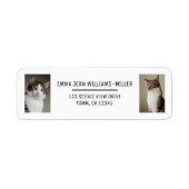 Personaliseer 2 foto's w / Cat Modern Retouradres Etiket (Voorkant)
