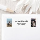 Personaliseer 2 foto's w / Dog Modern Retouradres Etiket (Insitu)