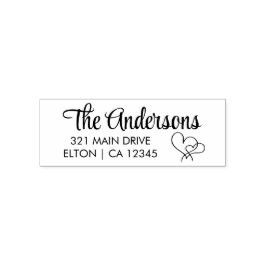 Personaliseer 2 Hearts Script Return-adres Zelfinktende Stempel