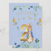 Personaliseer 2e Verjaardag Peter het Konijn Kaart (Voorkant / Achterkant)