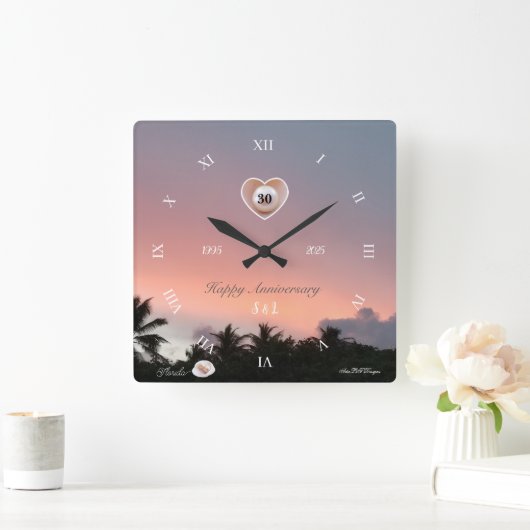 Personaliseer 30e Parelhuwelijksjubileum Vierkante Klok (Huis)