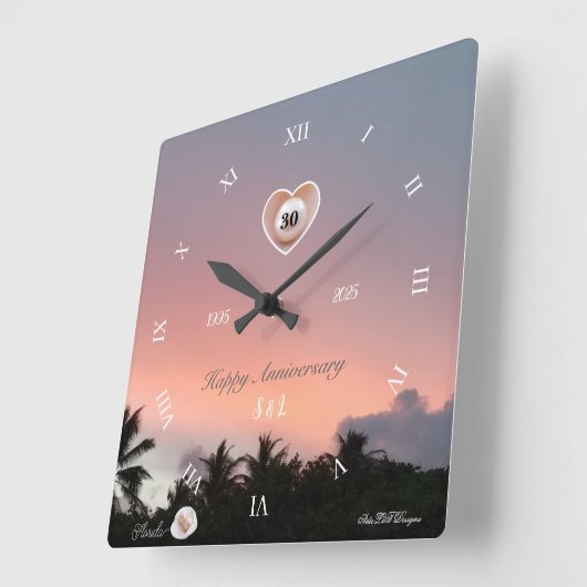 Personaliseer 30e Parelhuwelijksjubileum Vierkante Klok (Hoek)