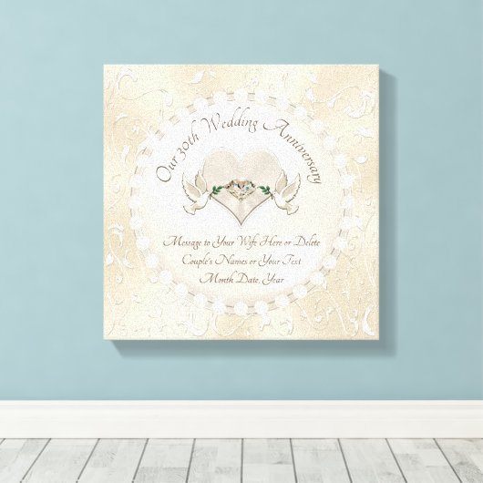 Personaliseer 30th Wedding Jubileum Gift voor Vrou Canvas Afdruk (Insitu (Houten vloer))