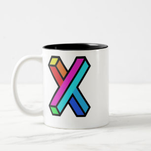 Personaliseer 3D kleurrijke moderne Monogram initi Tweekleurige Koffiemok