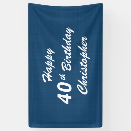 Personaliseer 40e Gelukkige Verjaardagsnaam Blauw  Spandoek (Verticaal)