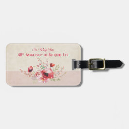 Personaliseer, 40e Jubileum Nun, Roze en Bagagelabel