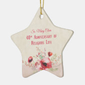 Personaliseer, 40e Jubileum Nun, Roze en Keramisch Ornament (Links)