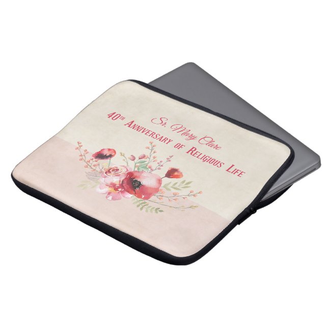 Personaliseer, 40e Jubileum Nun, Roze en Laptop Sleeve (Voorkant top)