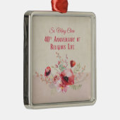 Personaliseer, 40e Jubileum Nun, Roze en Metalen Ornament (Rechts)