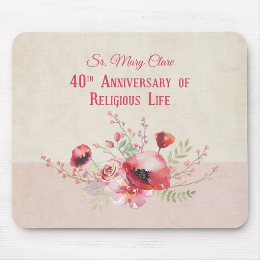 Personaliseer, 40e Jubileum Nun, Roze en Muismat (Voorkant)