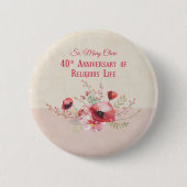 Personaliseer, 40e Jubileum Nun, Roze en Ronde Button 5,7 Cm (Voorkant)