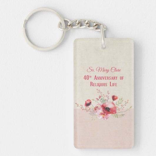 Personaliseer, 40e Jubileum Nun, Roze en Sleutelhanger (Voorkant)