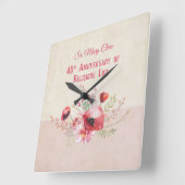 Personaliseer, 40ste Jubileum Nun, Roze en Vierkante Klok (Hoek)