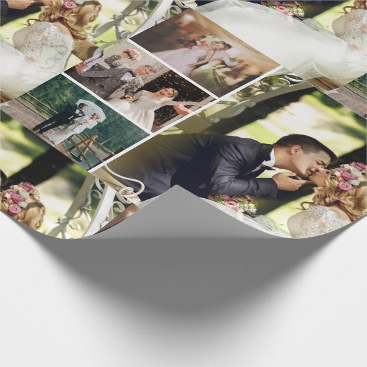 Personaliseer 4 aangepaste fotocollage cadeaupapier (Hoek)