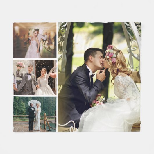 Personaliseer 4 aangepaste fotocollage fleece deken (Voorkant (Horizontaal))