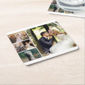 Personaliseer 4 aangepaste fotocollage kartonnen onderzetters (Schuin)