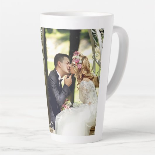 Personaliseer 4 aangepaste fotocollage latte mok (Rechterhoek)