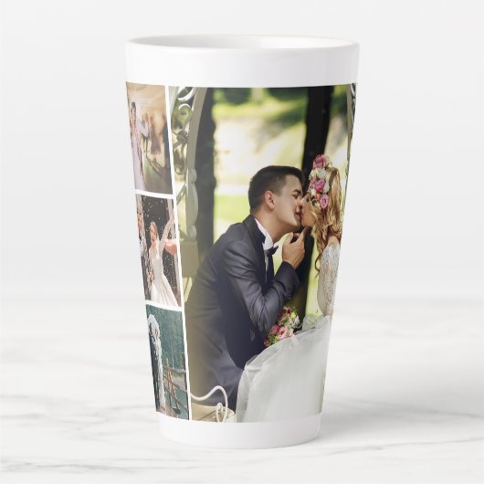 Personaliseer 4 aangepaste fotocollage latte mok (Voorkant)