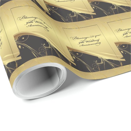 Personaliseer, 50ste huwelijksverjaardag Religieus Cadeaupapier (Rol Hoek)