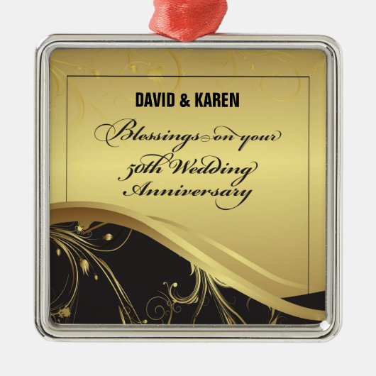 Personaliseer, 50ste huwelijksverjaardag Religieus Metalen Ornament (Voorkant)
