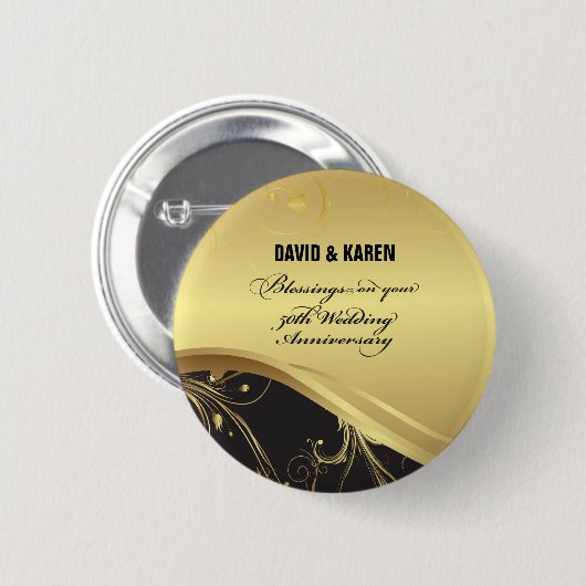 Personaliseer, 50ste huwelijksverjaardag Religieus Ronde Button 5,7 Cm (Voorkant /achterkant)
