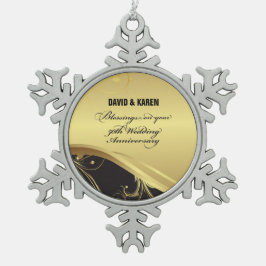 Personaliseer, 50ste huwelijksverjaardag Religieus Tin Sneeuwvlok Ornament