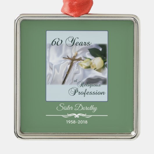 Personaliseer 60 jaar godsdienstig beroep metalen ornament (Voorkant)