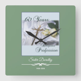 Personaliseer 60 jaar godsdienstig beroep vierkante klok