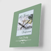 Personaliseer 60 jaar godsdienstig beroep vierkante klok (Hoek)