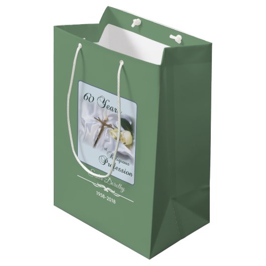Personaliseer, 60 jaar religieus beroep medium cadeauzakje (Voorkant Gekanteld)