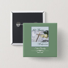 Personaliseer, 60 jaar religieus beroep vierkante button 5,1 cm