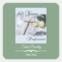 Personaliseer, 60 jaar religieus beroep vierkante sticker