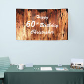 Personaliseer 60th Birthday Sign Faux Weathered Wo Spandoek (Beurs)