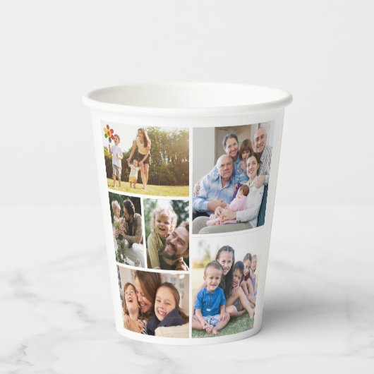 Personaliseer 6 aangepaste fotocollages ingelijste papieren bekers (Achterkant)