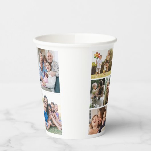 Personaliseer 6 aangepaste fotocollages ingelijste papieren bekers (Links)