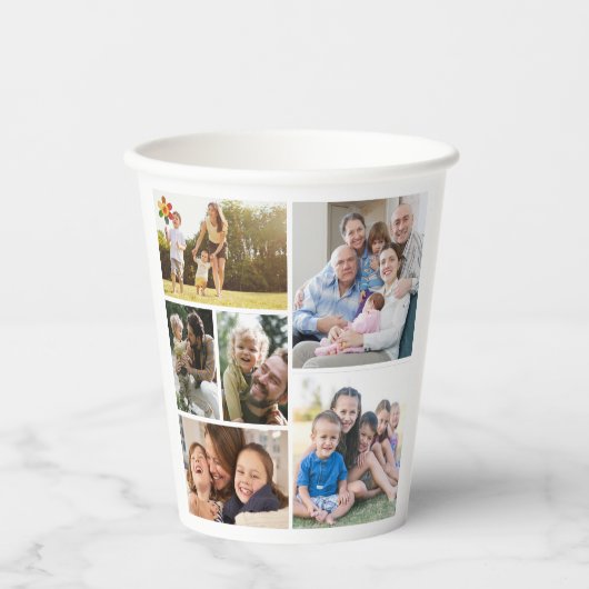 Personaliseer 6 aangepaste fotocollages ingelijste papieren bekers (Voorkant)