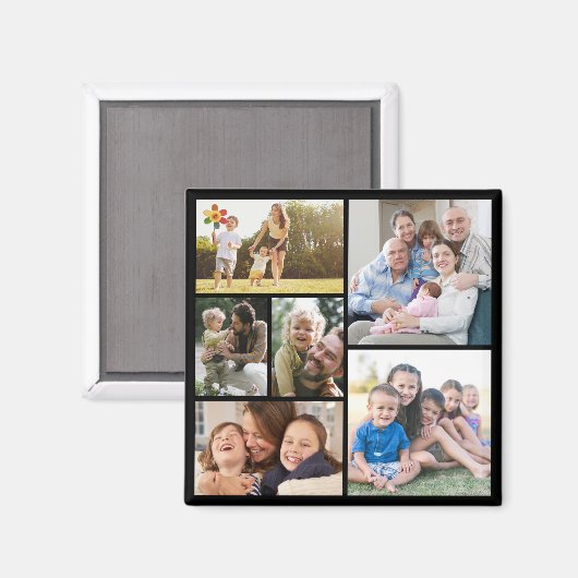 Personaliseer 6 aangepaste fotocollages magneet (Voorkant / Achterkant)