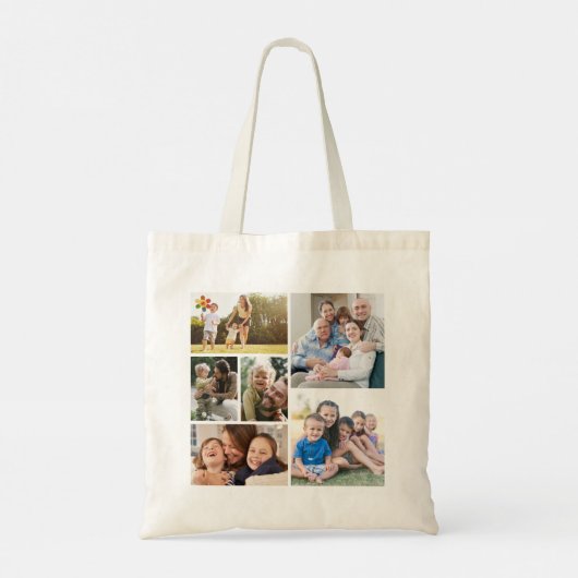 Personaliseer 6 aangepaste fotocollages tote bag (Achterkant)