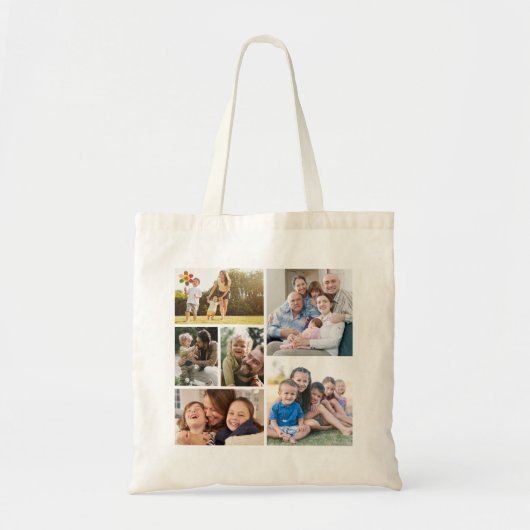 Personaliseer 6 aangepaste fotocollages tote bag (Voorkant)