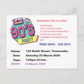 Personaliseer 90s retro-feest uitnodiging briefkaart (Voorkant)
