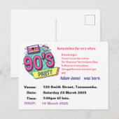 Personaliseer 90s retro-feestje uitnodiging briefkaart (Voorkant / Achterkant)