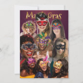 Personaliseer 9 foto maskerade maskers Mardi Gras Kaart (Voorkant)