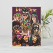 Personaliseer 9 foto maskerade maskers Mardi Gras Kaart (Staand voorkant)