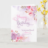 Personaliseer aan Vriend, Happy Birthday Kaart (Gele Bloem)